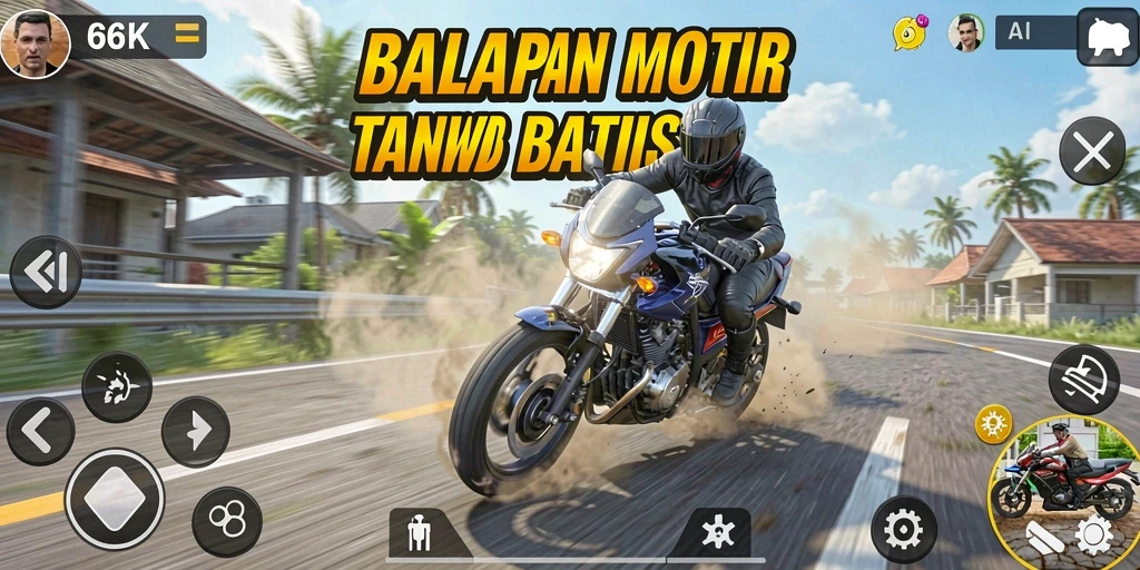 Tampilan menarik gameplay balapan motor di 66K.