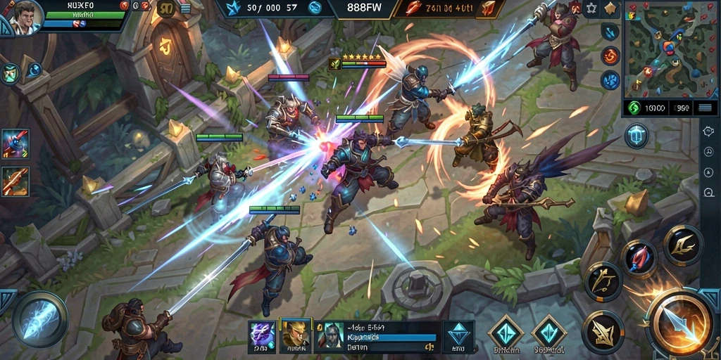Tangkapan layar dari pertarungan intens di 888FW MOBA.