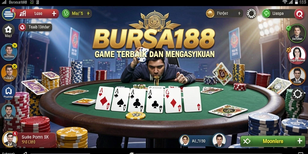 Screenshot gameplay BURSA188 menampilkan aksi poker yang seru.