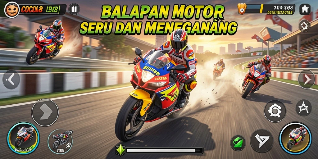 Gameplay balapan motor yang menegangkan di COCOL88.