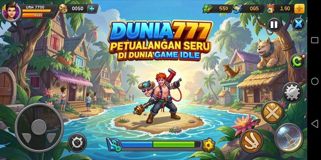 Tampilan gameplay seru DUNIA777 dengan karakter dan sumber daya menarik.