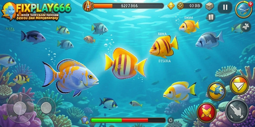 Screenshot gameplay FIXPLAY666 dengan aksi menembak ikan yang seru.