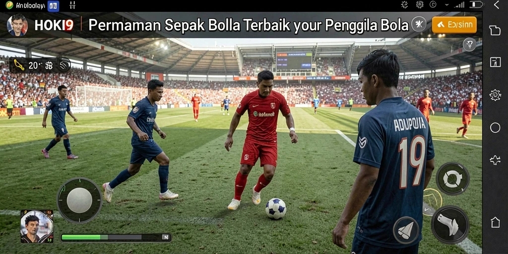 Screenshot HOKI9 menampilkan aksi seru dalam permainan sepak bola.