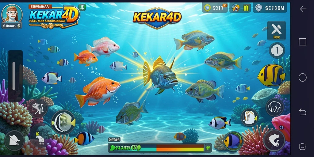 Tampilan gameplay seru di KEKAR4D saat menembak ikan.