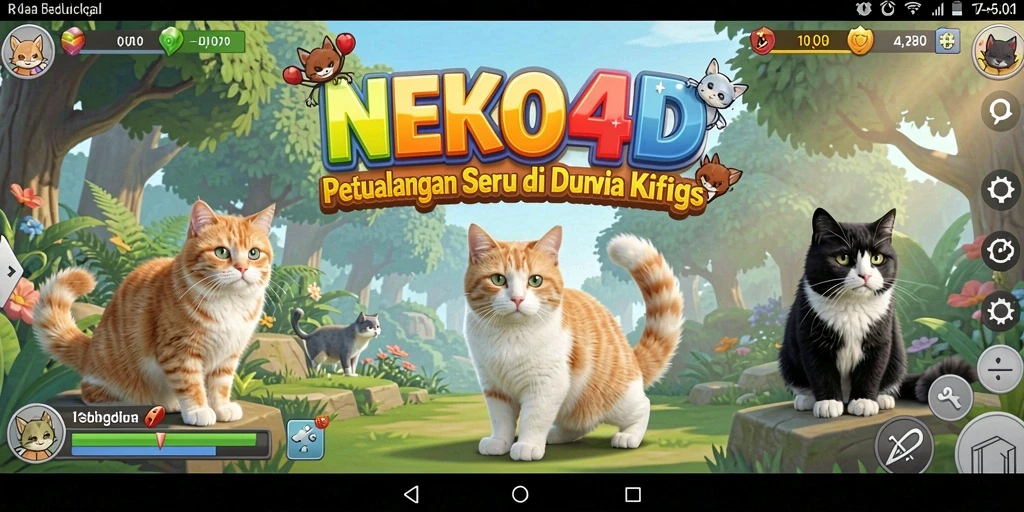 Tampilan gameplay menarik dari NEKO4D dengan kucing yang lucu.