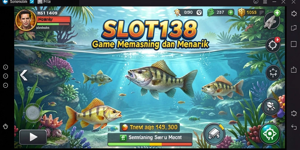 Screenshot gameplay SLOT138 yang menampilkan suasana memancing yang seru.
