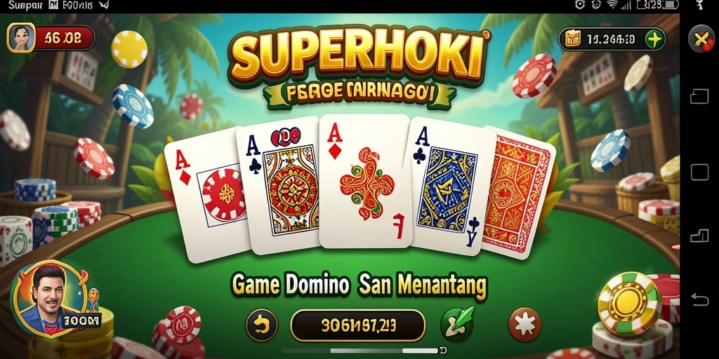 Tampilan gameplay Domino yang menegangkan dan menarik di SUPERHOKI.