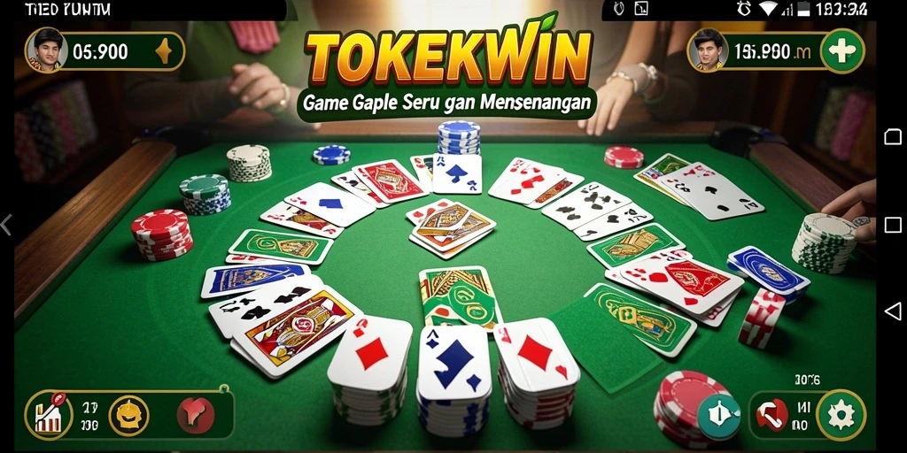 Tampilan seru gameplay Gaple di TOKEKWIN.