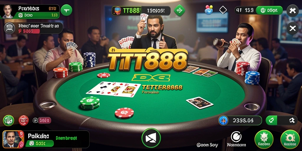 Tampilan antarmuka TTT888 yang menarik dalam permainan Poker.