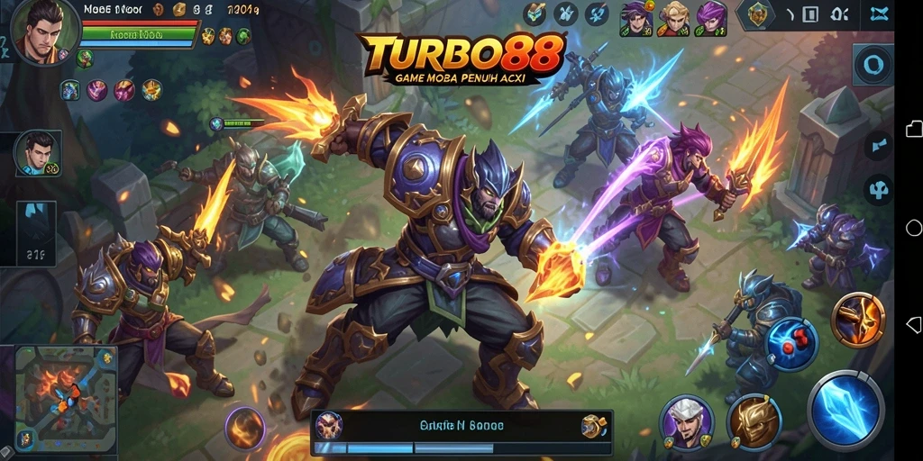 Screenshot TURBO88 menampilkan aksi seru dalam permainan MOBA.